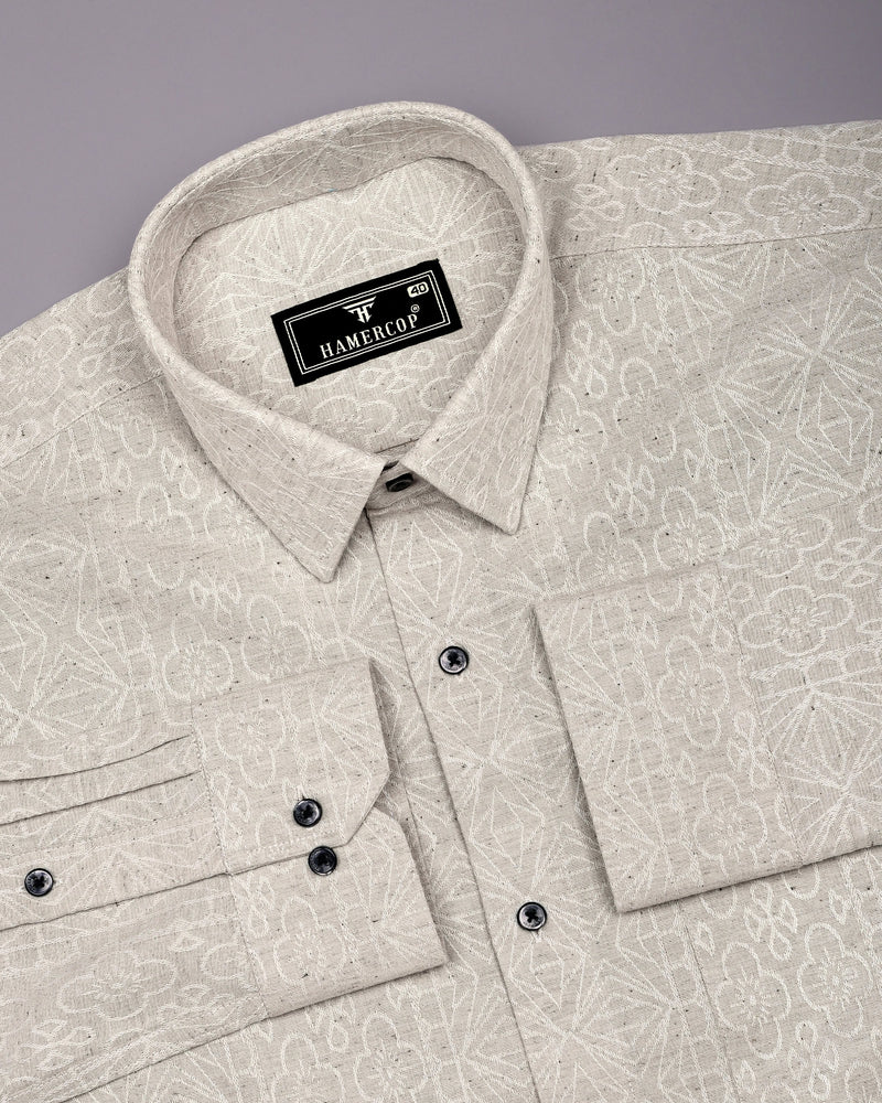 Alabaster Cream Dobby Textured Cotton Shirt