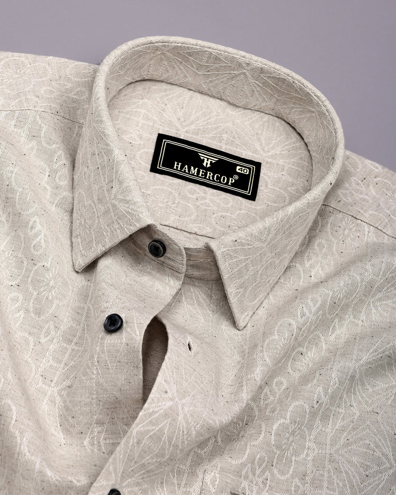 Alabaster Cream Dobby Textured Cotton Shirt