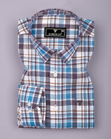Monar Blue Multicolor Check Linen Cotton Formal Shirt