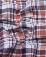 Monar Brown Multicolor Check Linen Cotton Formal Shirt