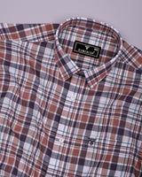 Monar Brown Multicolor Check Linen Cotton Formal Shirt