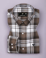 Drizzle Brown With White Check Dobby Cotton Shirt