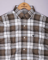 Drizzle Brown With White Check Dobby Cotton Shirt