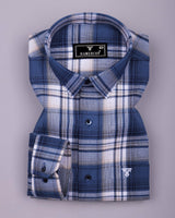 Drizzle Blue With White Check Dobby Cotton Shirt