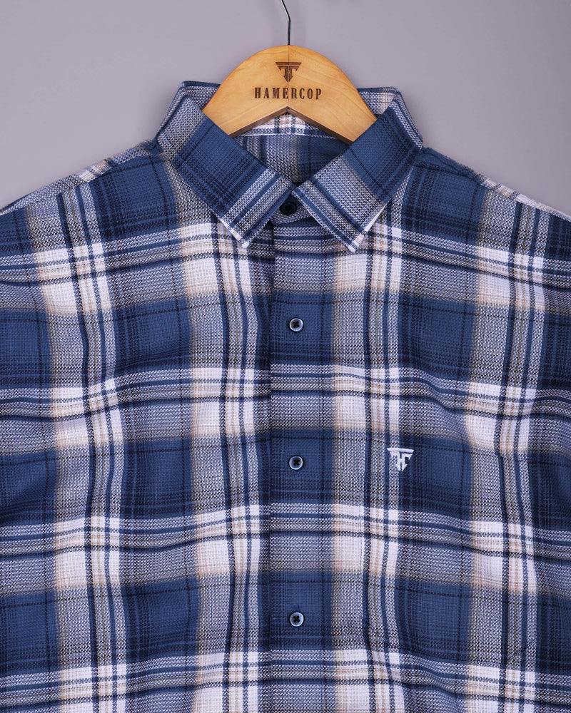 Drizzle Blue With White Check Dobby Cotton Shirt