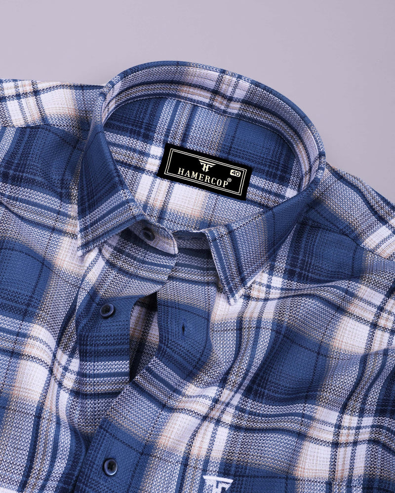 Drizzle Blue With White Check Dobby Cotton Shirt