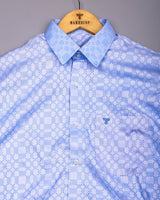 Maxican Blue Jacquard Textured Designer Cotton Shirt