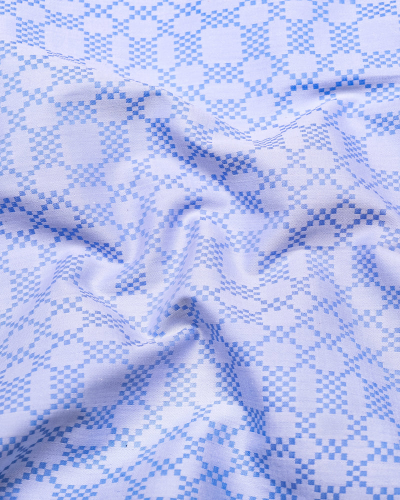 Maxican Blue Jacquard Textured Designer Cotton Shirt