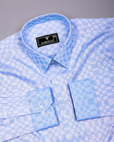 Maxican Blue Jacquard Textured Designer Cotton Shirt