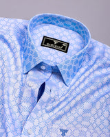 Maxican Blue Jacquard Textured Designer Cotton Shirt