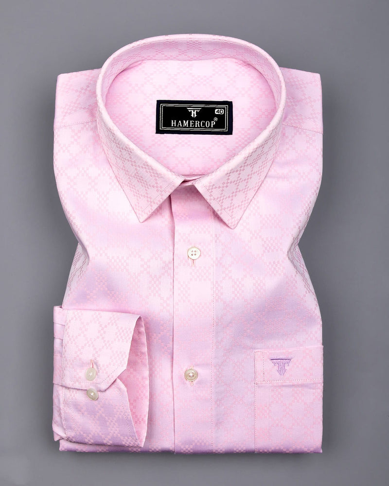 Maxican Pink Jacquard Textured Cotton Shirt