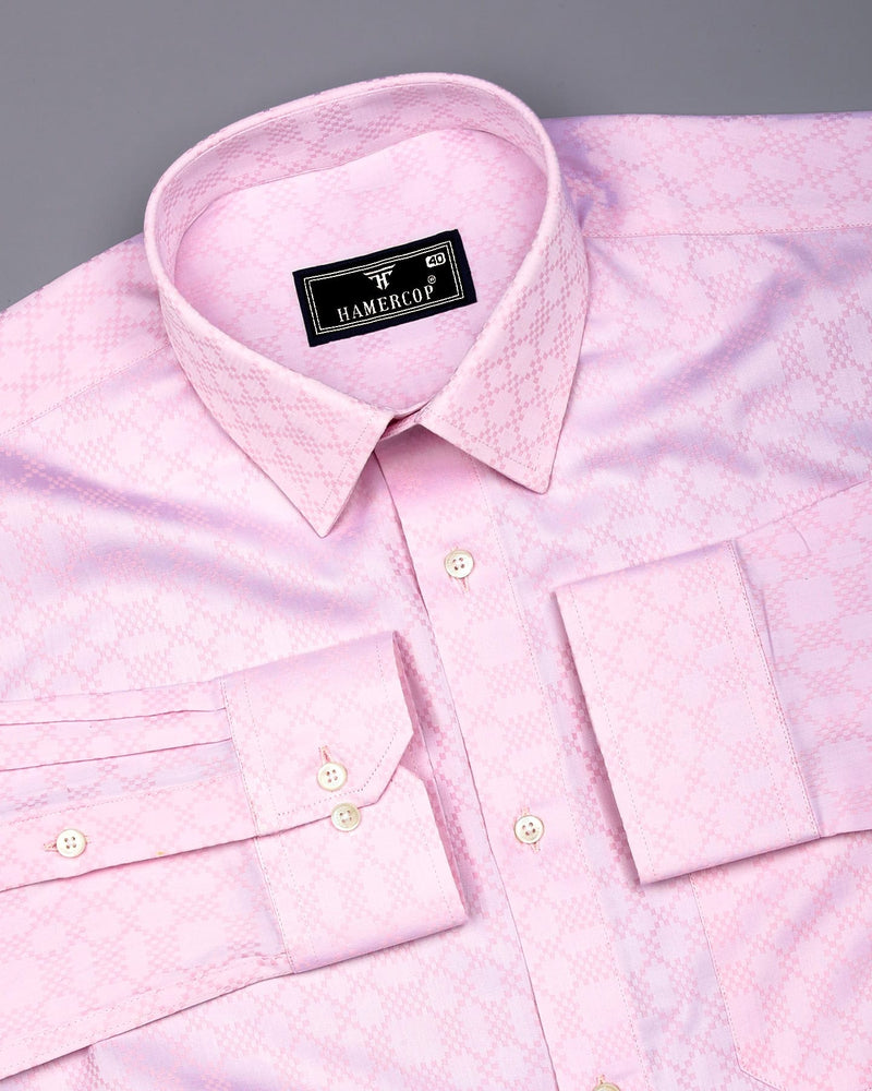 Maxican Pink Jacquard Textured Cotton Shirt