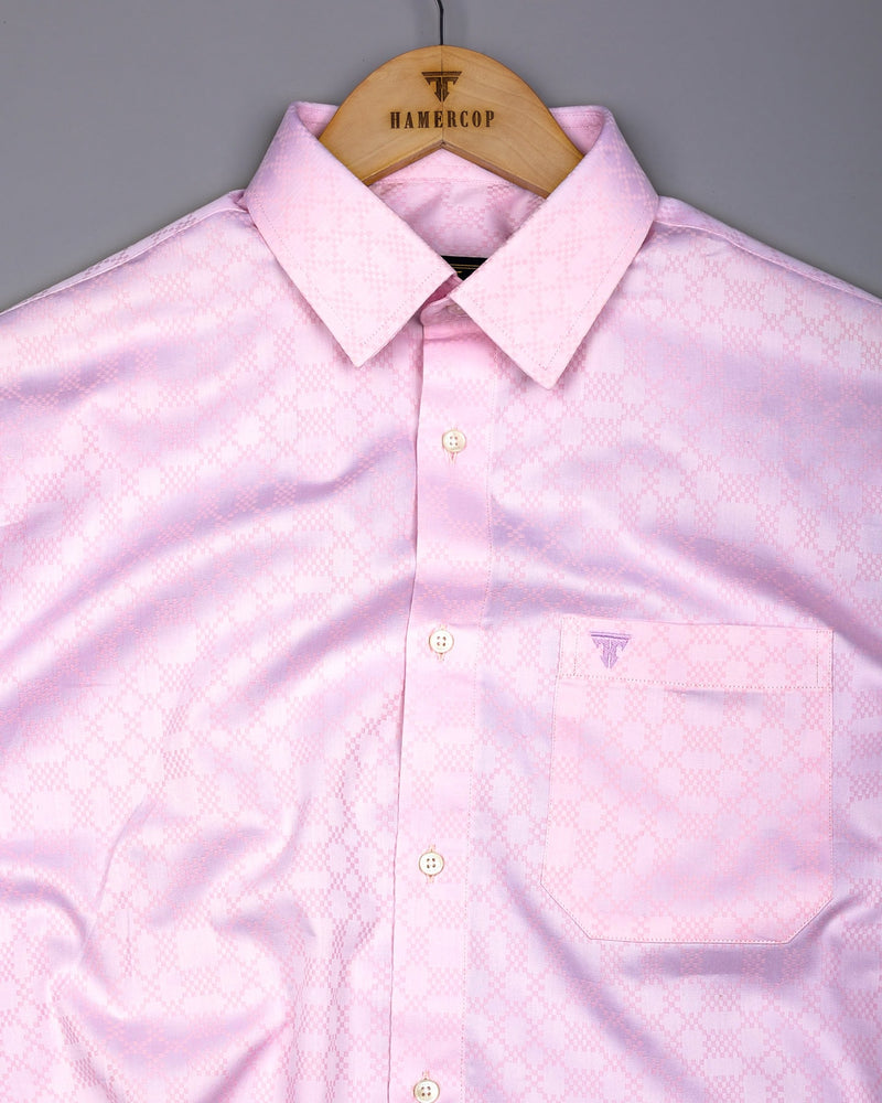 Maxican Pink Jacquard Textured Cotton Shirt