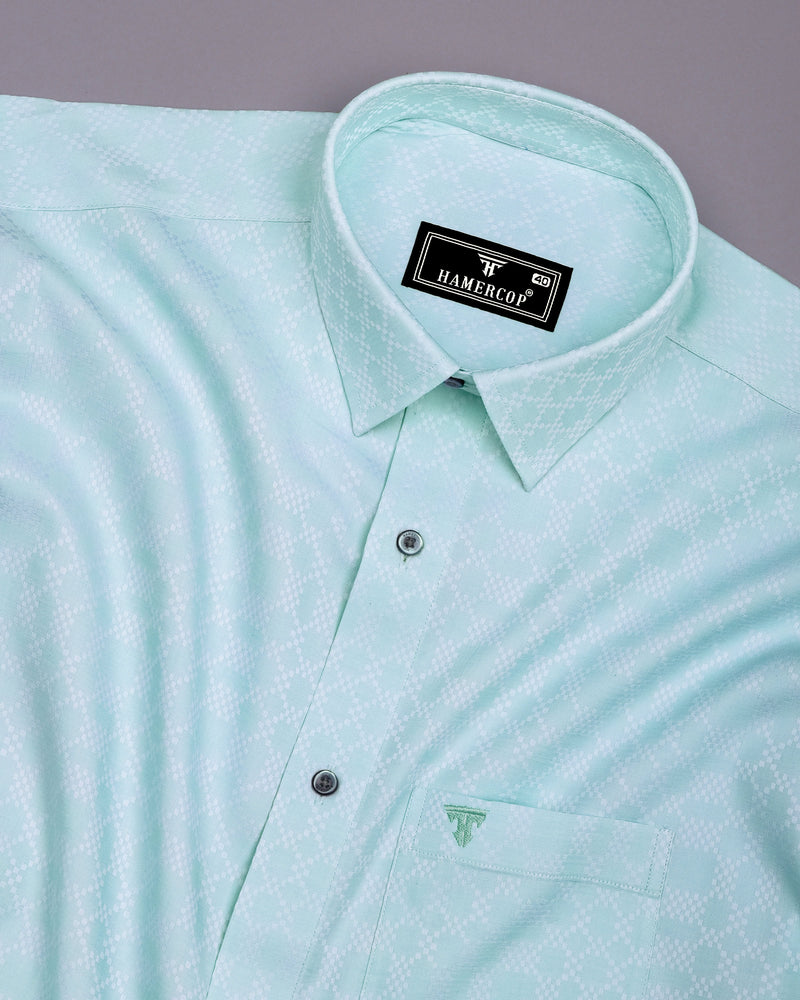 Maxican Mint Green Jacquard Textured Cotton Shirt