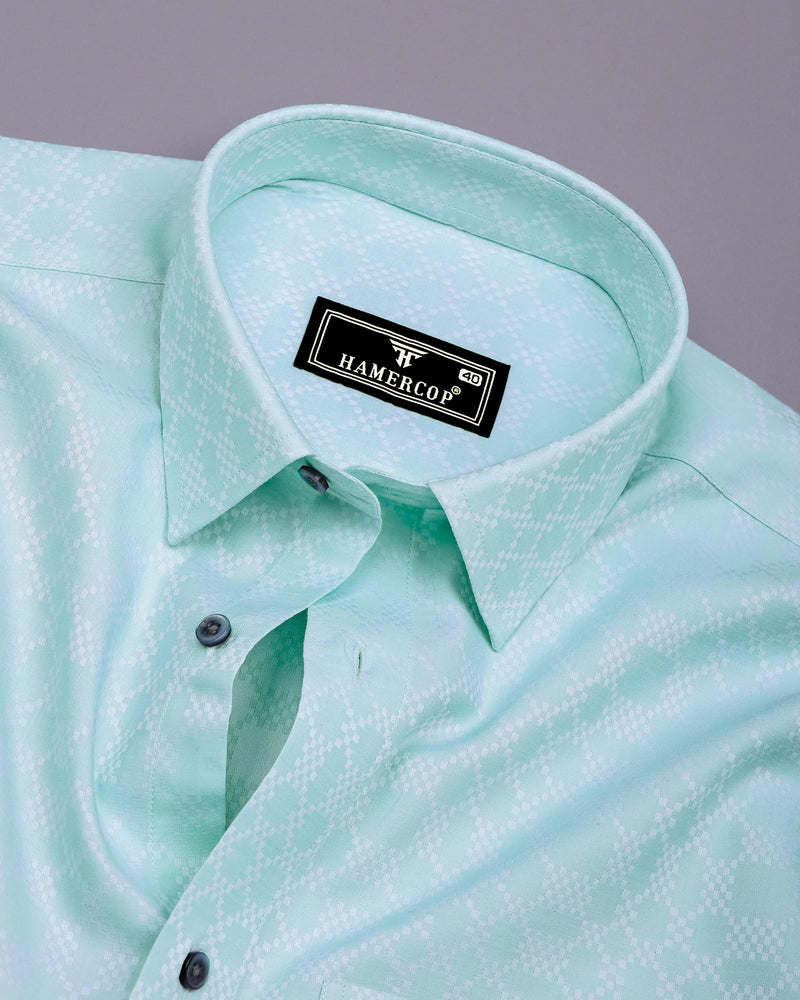 Maxican Mint Green Jacquard Textured Cotton Shirt