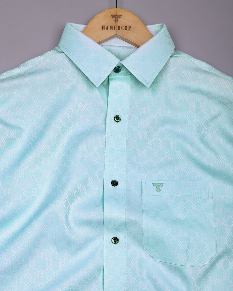 Maxican Mint Green Jacquard Textured Cotton Shirt