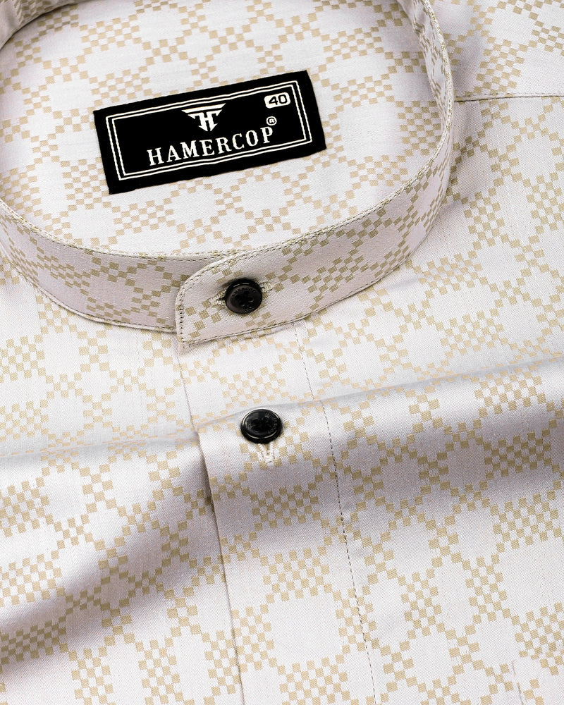 Maxican Cream Jacquard Textured Cotton Shirt