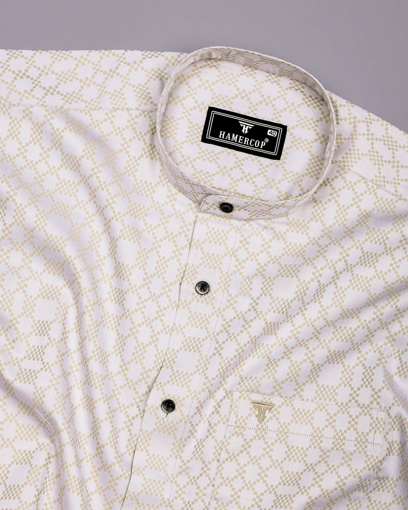 Maxican Cream Jacquard Textured Cotton Shirt