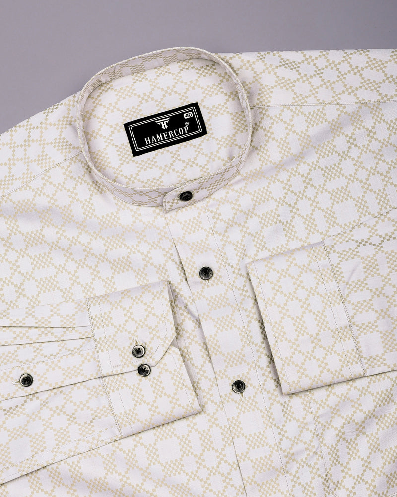 Maxican Cream Jacquard Textured Cotton Shirt