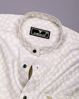 Maxican Cream Jacquard Textured Cotton Shirt