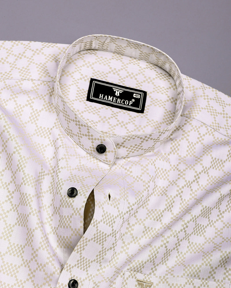 Maxican Cream Jacquard Textured Cotton Shirt