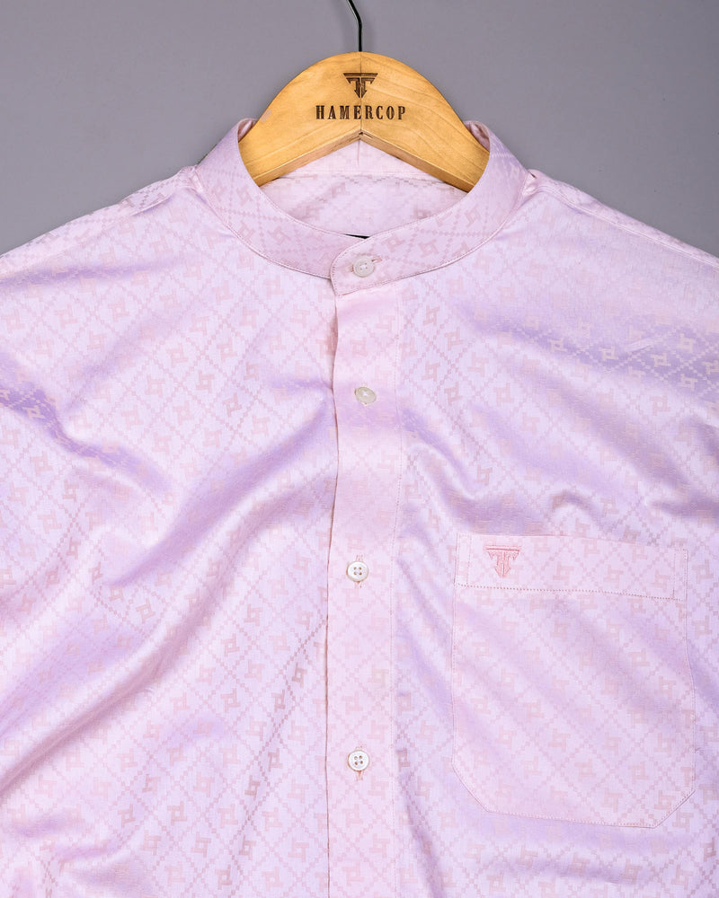 Glacier Pink With White Jacquard Cotton Shirt