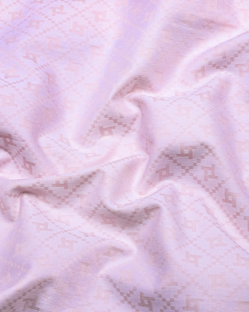 Glacier Pink With White Jacquard Cotton Shirt