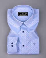 Glacier Blue With White Jacquard Cotton Shirt