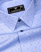 Glacier Blue With White Jacquard Cotton Shirt
