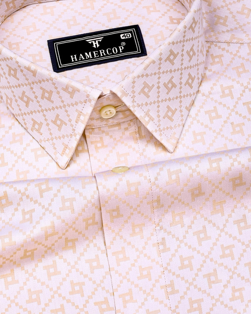 Glacier Cream With White Jacquard Cotton Shirt