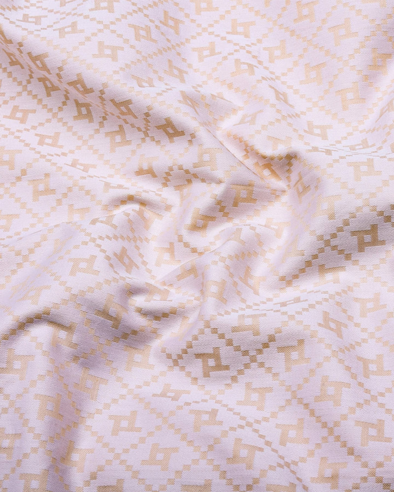 Glacier Cream With White Jacquard Cotton Shirt