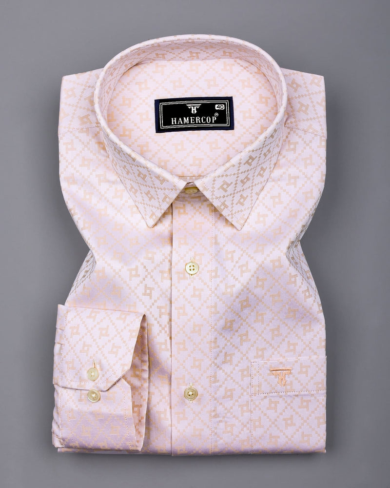 Glacier Cream With White Jacquard Cotton Shirt