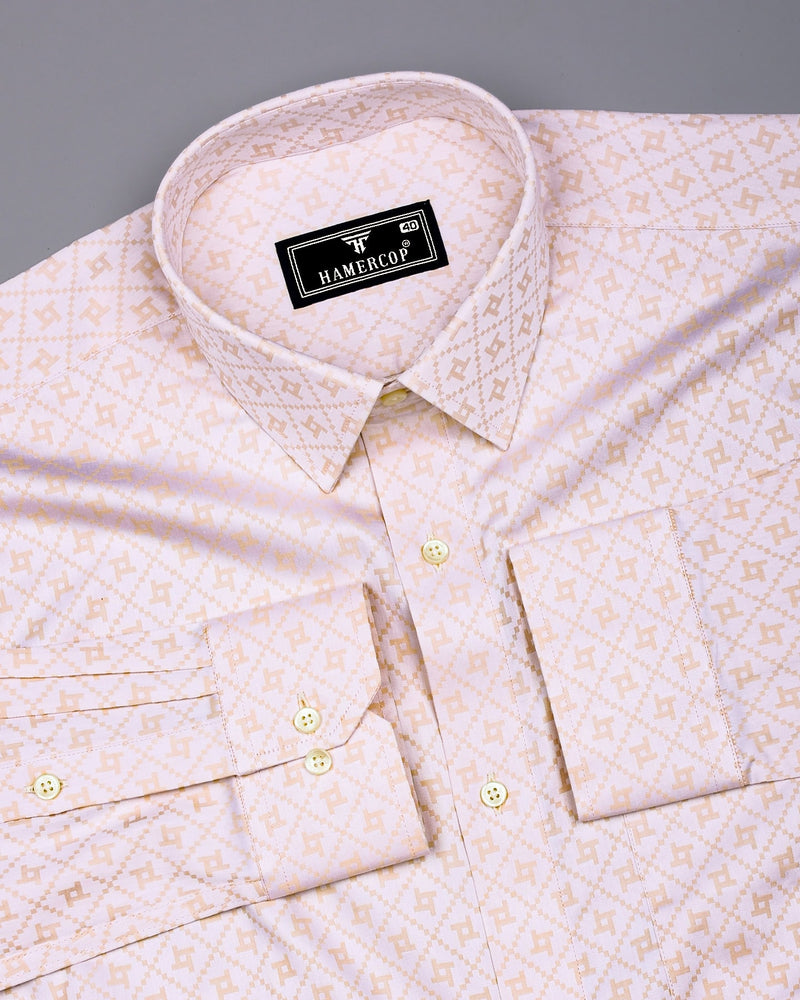 Glacier Cream With White Jacquard Cotton Shirt