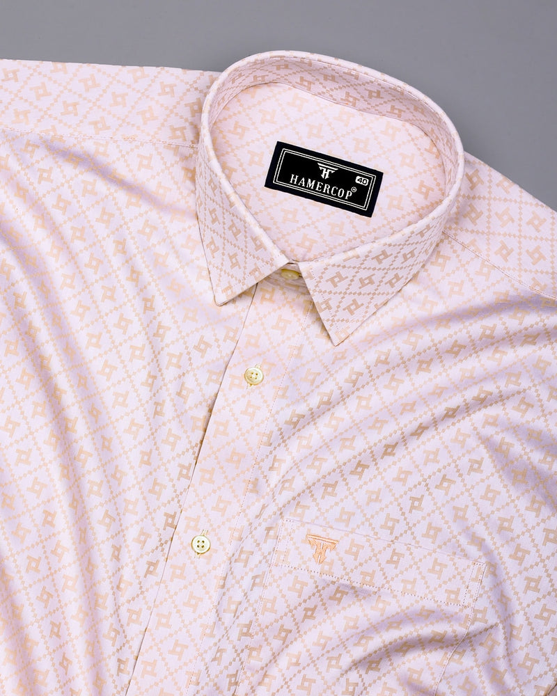 Glacier Cream With White Jacquard Cotton Shirt