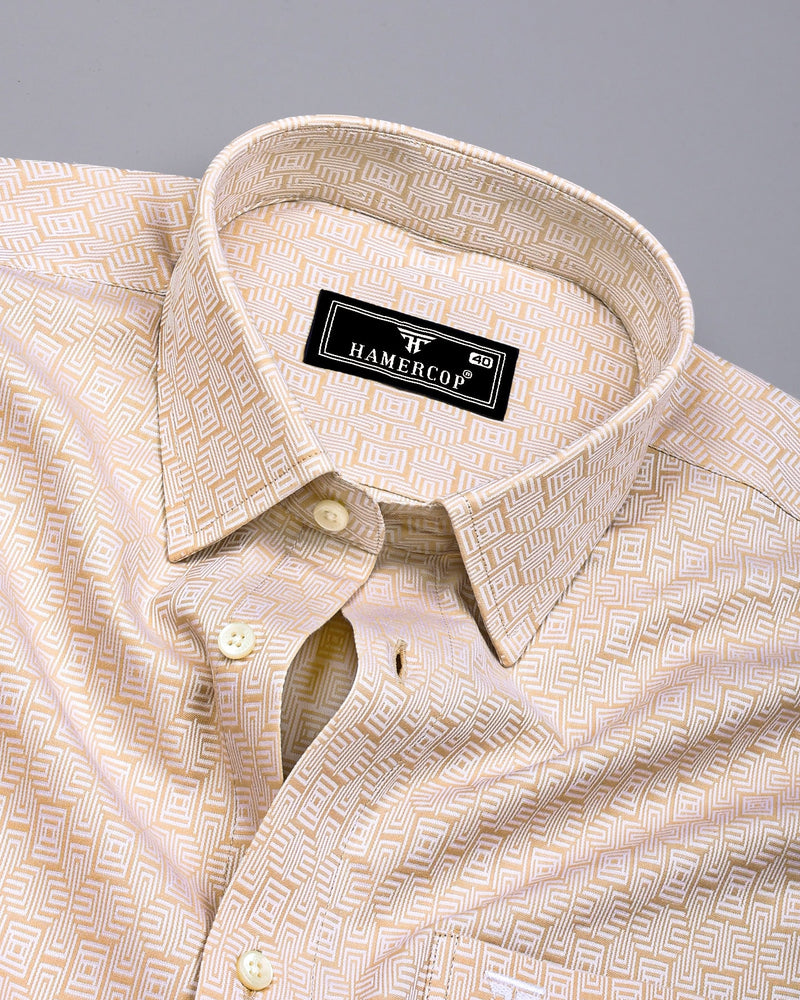 Bela Clay Cream Jacquard Textured Cotton Shirt