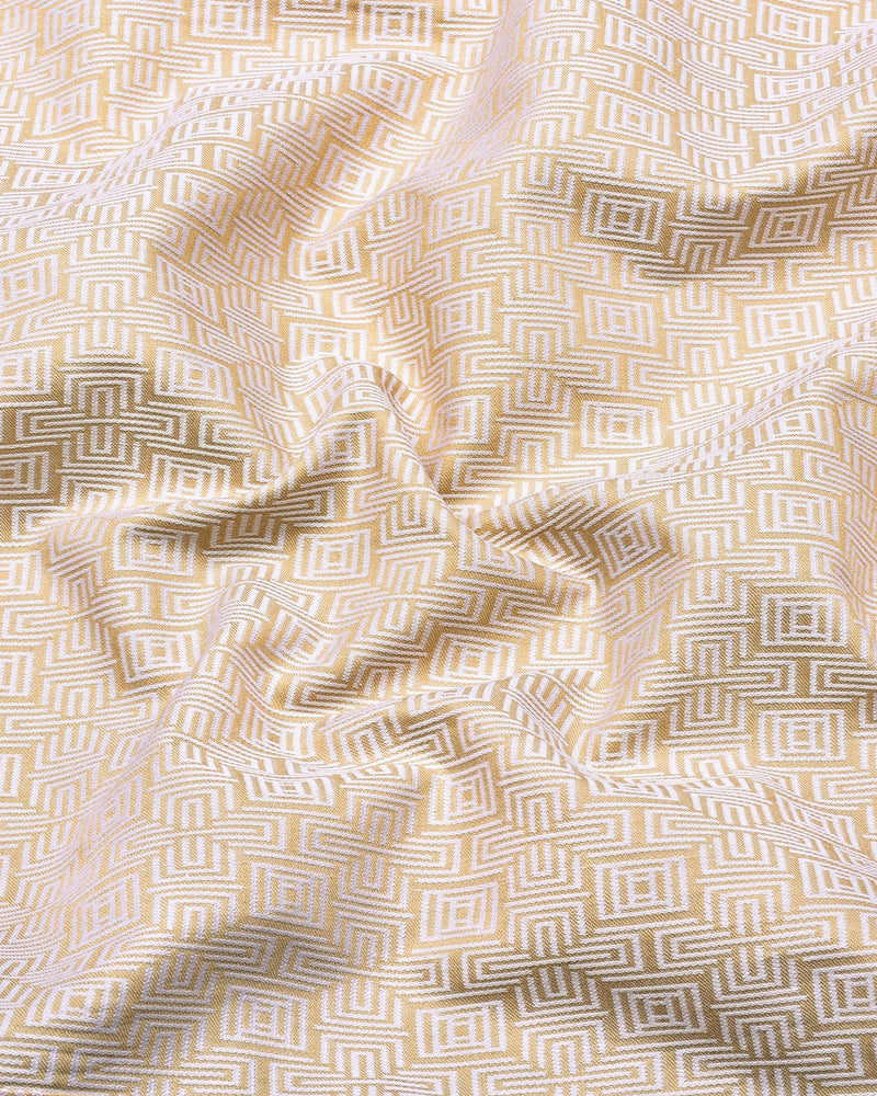 Bela Clay Cream Jacquard Textured Cotton Shirt