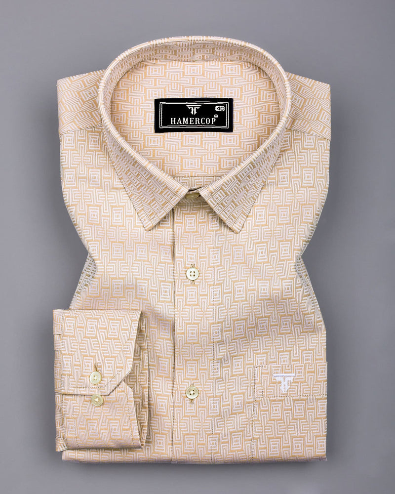 Bela Clay Cream Jacquard Textured Cotton Shirt