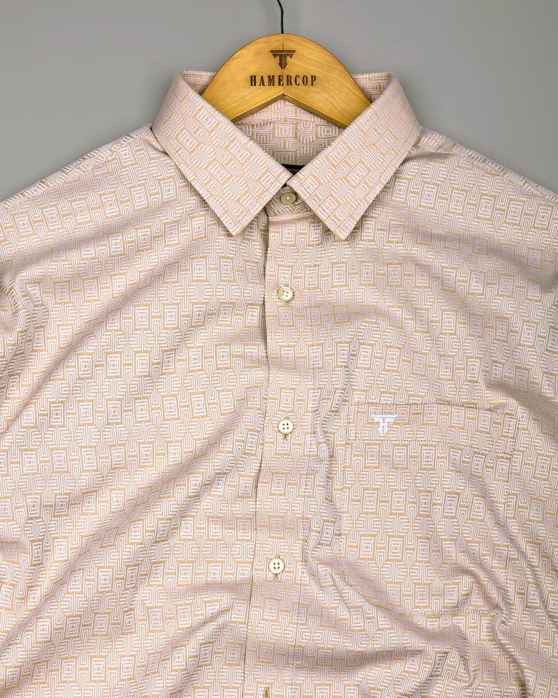 Bela Clay Cream Jacquard Textured Cotton Shirt