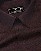 Bela Choco Brown Jacquard Textured Cotton Shirt