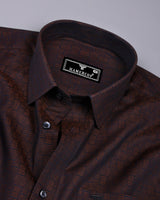 Bela Choco Brown Jacquard Textured Cotton Shirt