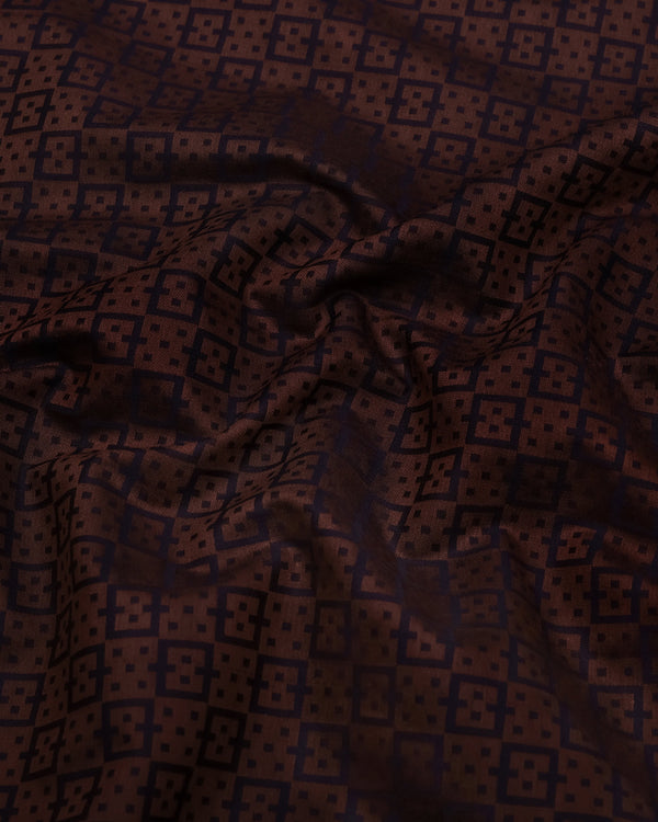 Coco Brown With Black Jacquard Cotton Shirt