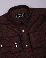 Coco Brown With Black Jacquard Cotton Shirt