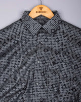 Thor Gray With Black Jacquard Textured Cotton Shirt