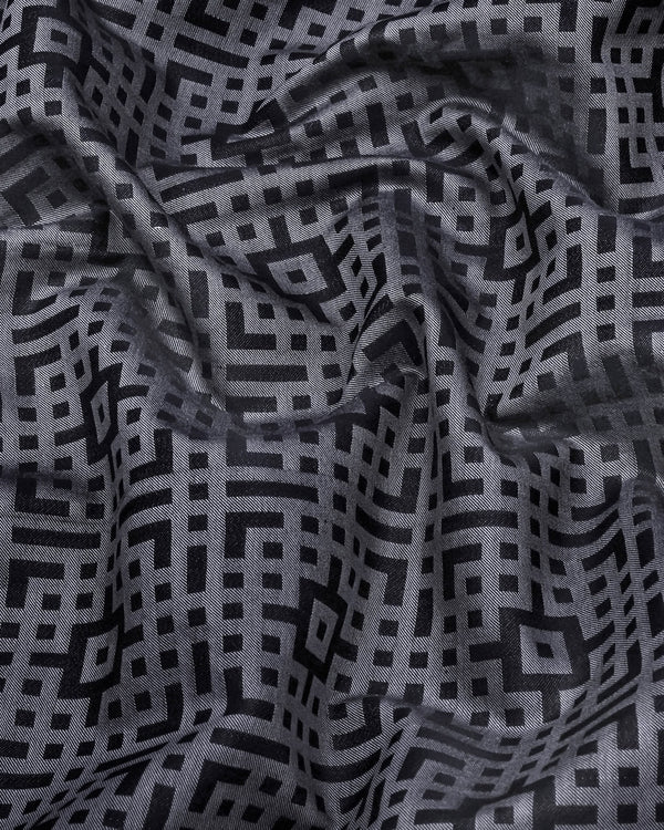 Thor Gray With Black Jacquard Textured Cotton Shirt