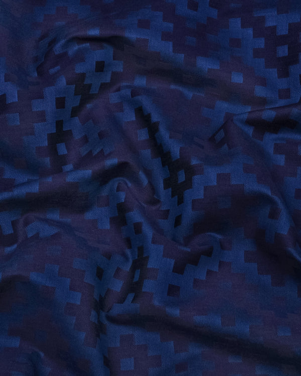 Tropysm Blue With White Jacquard Cotton Shirt