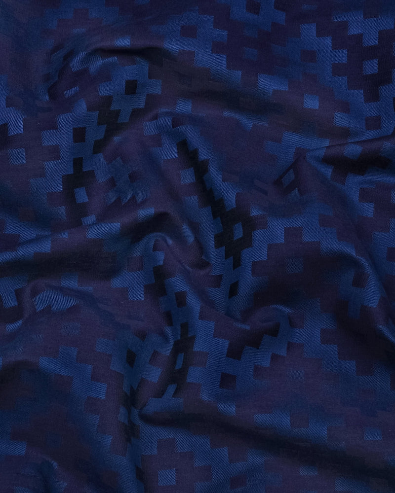 Tropysm Blue With White Jacquard Cotton Shirt