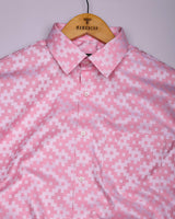 Tropysm Pink With White Jacquard Cotton Shirt