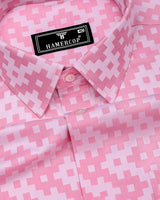 Tropysm Pink With White Jacquard Cotton Shirt