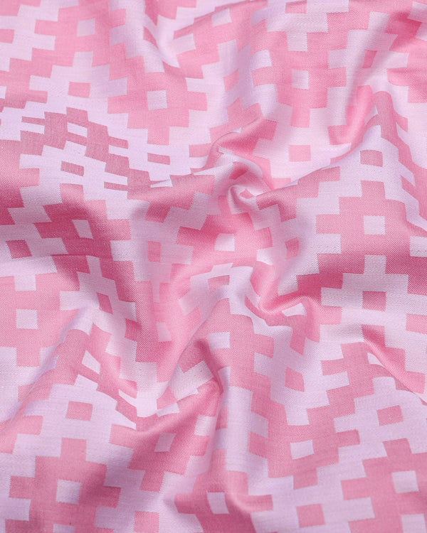 Tropysm Pink With White Jacquard Cotton Shirt