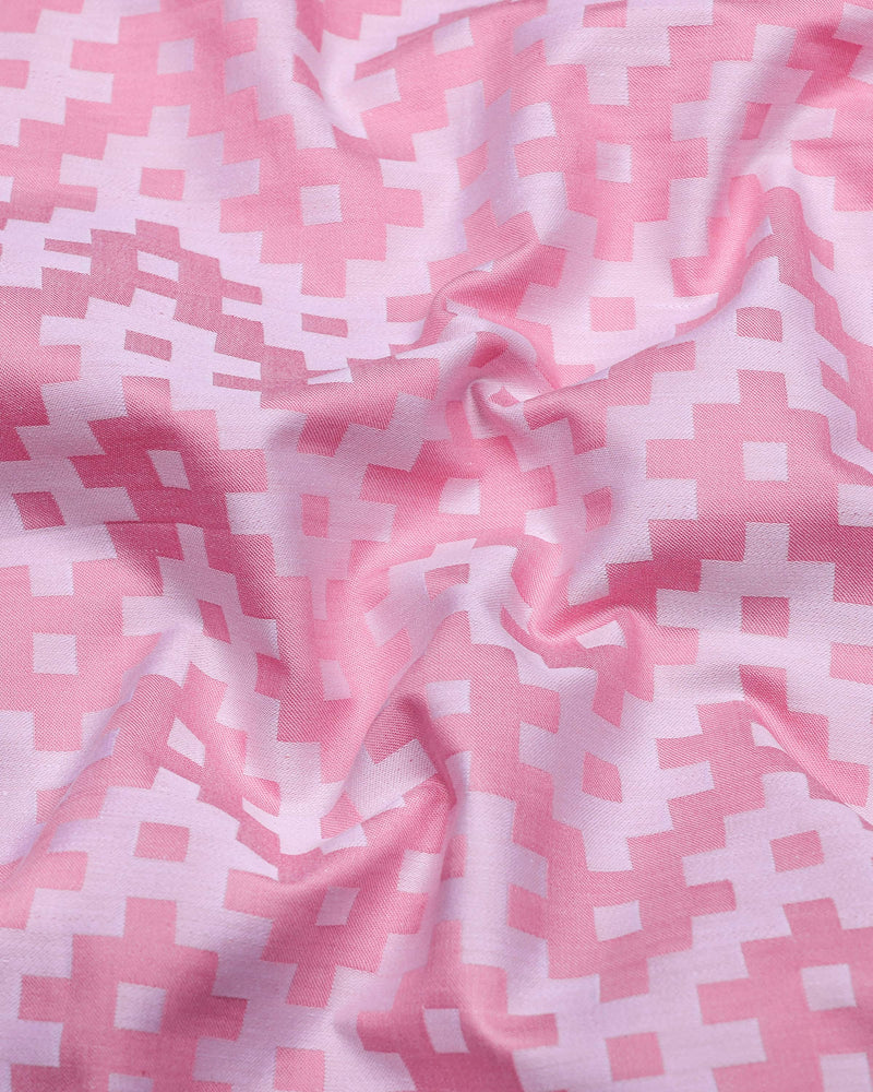 Tropysm Pink With White Jacquard Cotton Shirt